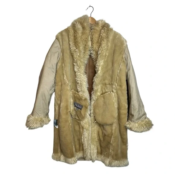 WILSONS LEATHER MAXIMA Tan Suede Leather Penny Lane Long Coat Size XL - Picture 9 of 13